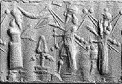 4d - Enlil, Ninurta holding a mace, & Nannar