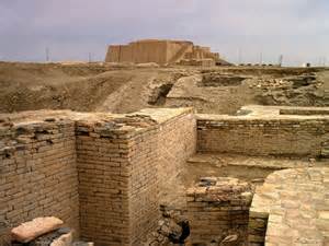 3ea - Nannar's Ur, city-state capitol of Mesopotamia, temple view from the city far below, Nannar stated his needs to the high-priest who immediately saw to them, if he had a directive, he gave it to the kings to execute, the kings passed the decree on to the people 