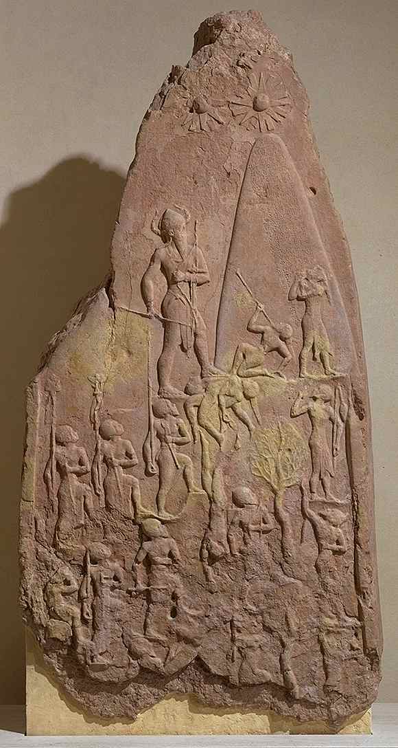 6c - giant semi-divine king Naram-Suen, Isin artifact with giant Nephilim mixed-breed standing outside a shem; a shem is the command module of a 3-stage rocket, etc.; artifacts like these have been destroyed by Radical Islam attempting to eliminate any ancient history contradictory to their prophet's teachings