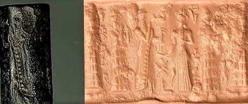30 - damaged & unidentified, Ninsun, semi-divine king, Utu, & Inanna; an ancient scene so important at the time that this artifact was made to commemorate this event for all time, but was lost to our history & now rediscovered by us