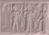 3g - ancient artifact of semi-divine king, Nannar, & Utu; ancien scene long forgotten when the gods walked with earthlings