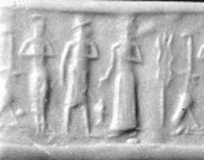 3x - naked Inanna, her semi-divine spouse made king, & her twin brother Utu, whom she was highly fond of
