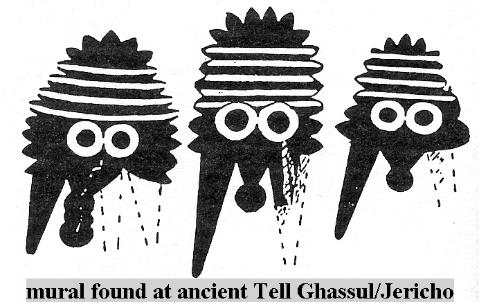 3 - mural found in ancient Jericho of alien sky-discs in lift-off