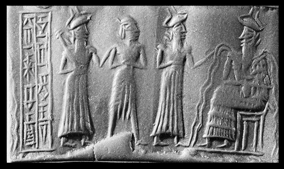 3c - Marduk, his spouse Sarpanit & their son the scribe Nabu, & his father Enki