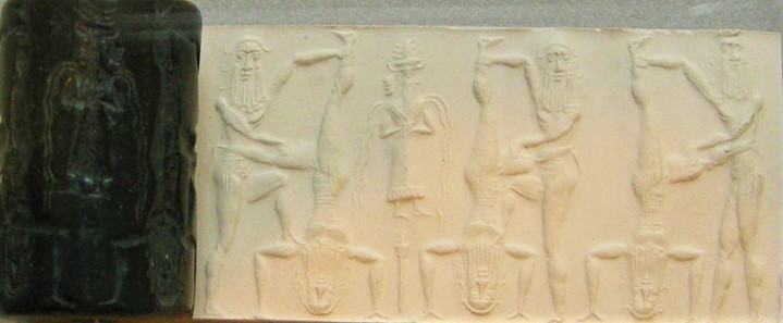 11a - Enki observing the strength of his early mixed-breed giants who became the gods' replacement workers & go-betweens