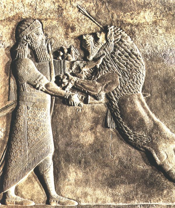 21s - relief of giant semi-divine Assurbanipal displays the superior size, strength, speed, & brains over any other earthling
