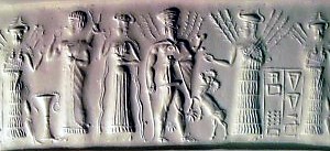 7 - Inanna, giant mixed-breed unidentified king, Ninlil, Haia, & Nisaba