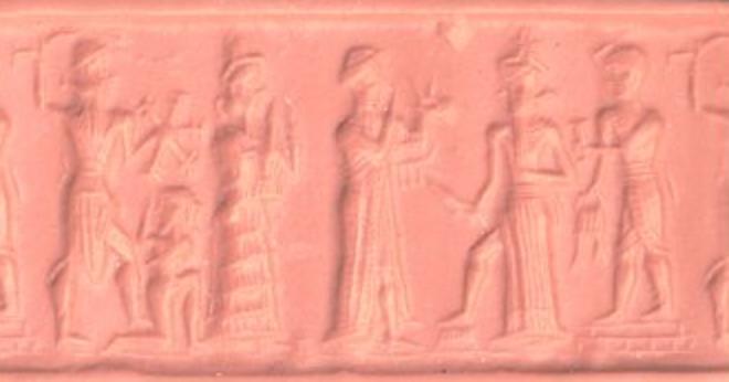 12 - Ninurta attacks earthling with 50-headed mace, Ninsun, king, Utu, & high-priest