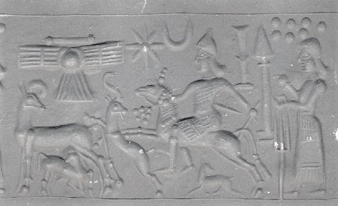 2 - winged sky-disc Nibiru, 8-Pointed Star Inanna, Moon Crescent Nannar, Nabu's Stylus, Marduk's Rocket-Spade, & Enlil's 7-Planets symbols