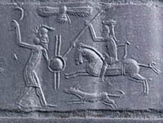 98 - battle below winged sky-disc protecting the victor