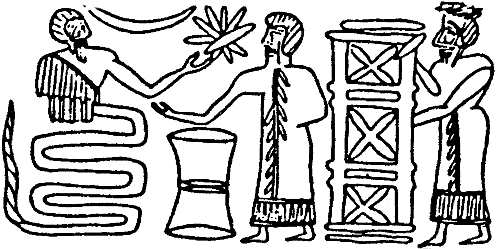 8a - Noah & the water clock timing the Great Flood arrival, Enki tells the reed wall about the looming flood, hoping Noah can hear him, Enki promises Noah help building the Ark & sends him the snake god Ningishzidda to help save by collecting the "life essence" of each species that can naturally reproduce; the Bible calls them the "clean" animals