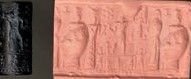 31 - smudged unidentified goddess, semi-divine king, Adad, unidentified god & goddess
