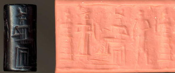 50 - unidentified, Nannar seated, semi-divine mixed-breed king, & his mother Ninsun