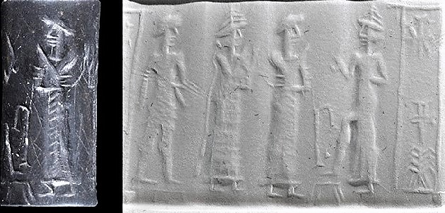 61 - high-priest upon ziggurat temple, his mother Ninsun, Nannar, & Utu