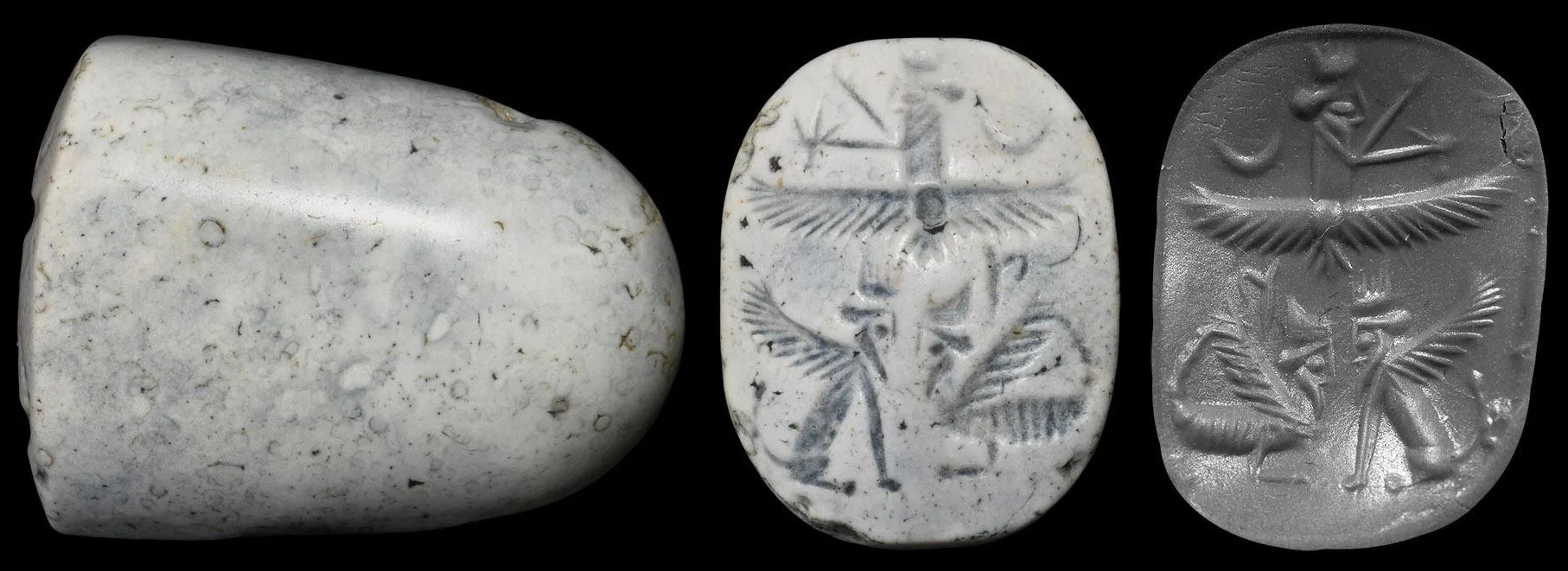 25 - Marduk in his winged sky-disc / flying saucer above 2 sons