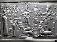 23 - Ninhursag, her son Ninurta, & Adad; Utu above in his Sun disc Sky-Disc